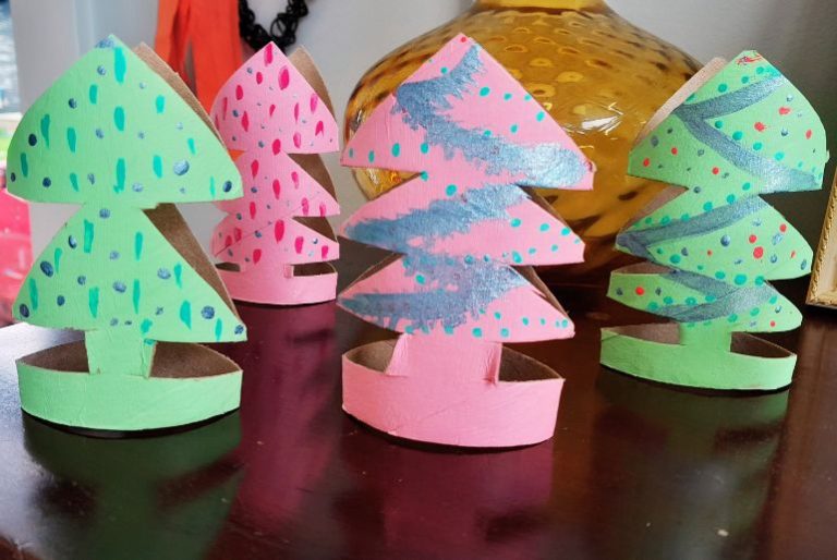 Cardboard Roll Christmas Trees - Kiwi Families